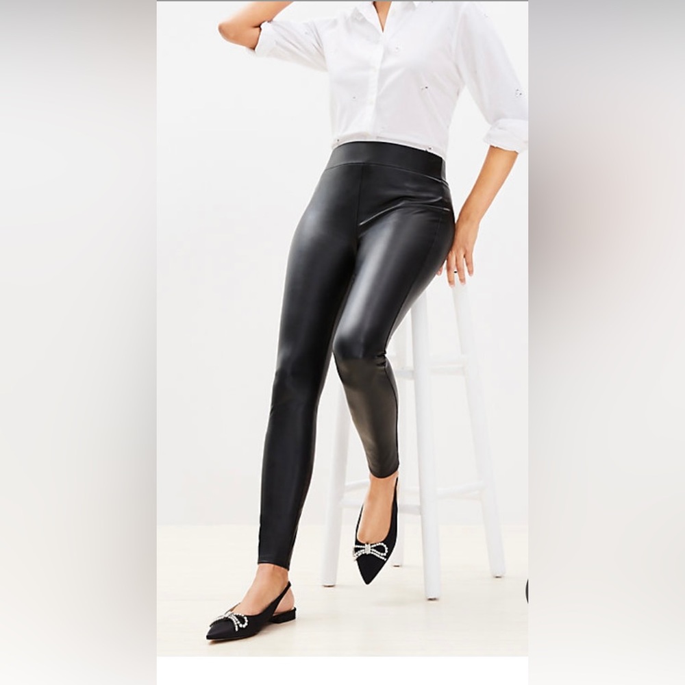 Loft Faux Leather Petite Leggings Black Sz XL